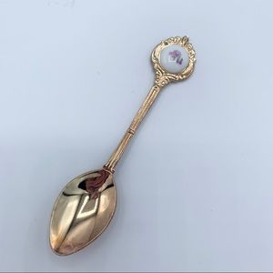 Gold Painted Metal Flower Tea Spoon